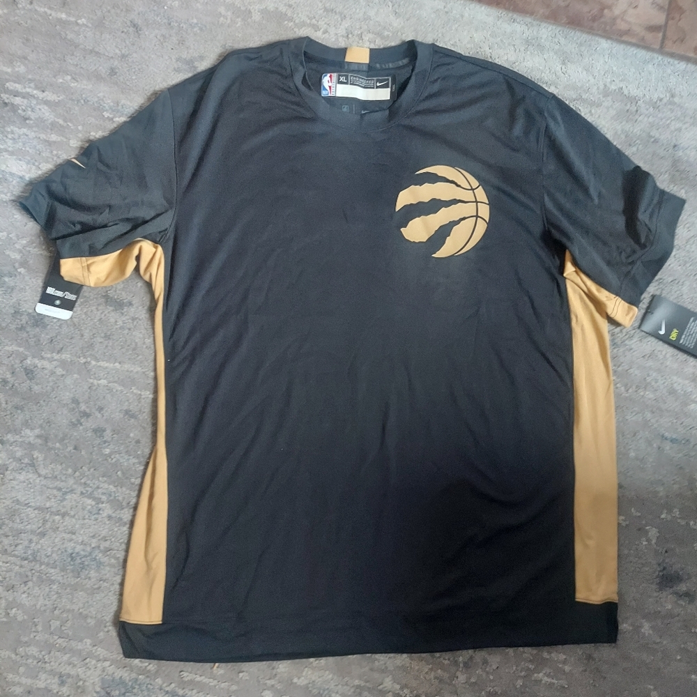 Mens Toronto Raptors Nike Black/ Gold City Edition Shooting performance Shirt